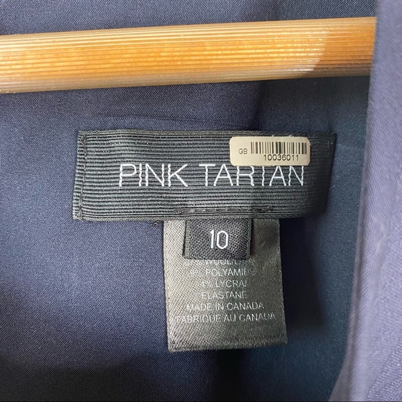 Pink Tartan Blue Wool Blend Sheath Dress - Picture 5 of 7